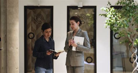 Businesswoman Walk in Hallway and Talking To Secretary Stock Video ...