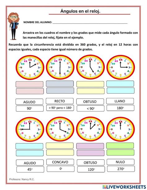 Angulos En El Reloj Worksheet Matematicas Tercero De Primaria Los