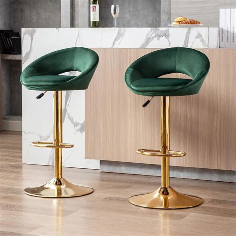 Buy Wahson Set Of 2 Bar Stools Velvet Counter Chairs With Backrest