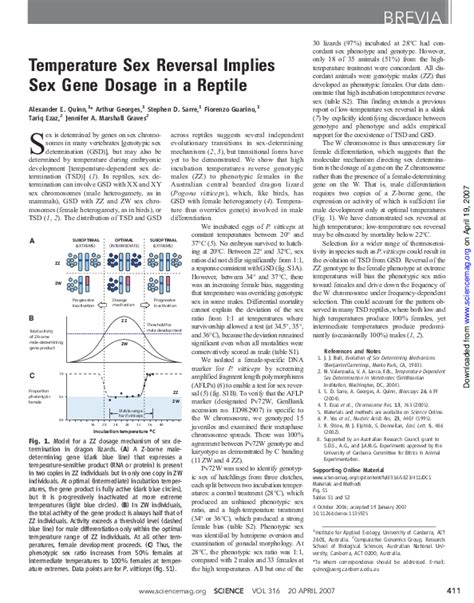 Pdf Temperature Sex Reversal Implies Sex Gene Dosage In A Reptile