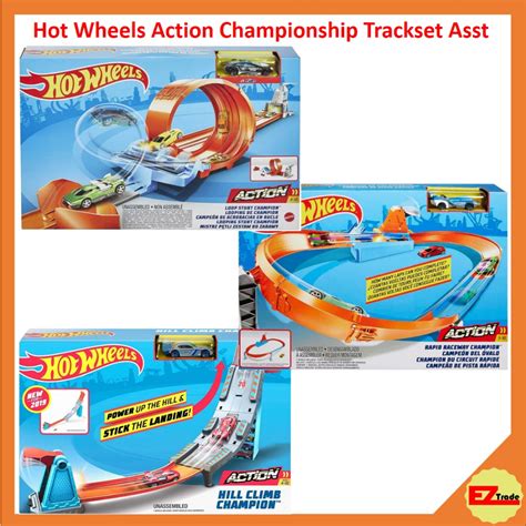Mattel Hot Wheels Action Championship Loop Stunt Rapid Raceway Hill Climb Track Set Gbf