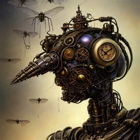 Portrait Shot Of A Steampunk Robot The Mosquito Stable Diffusion