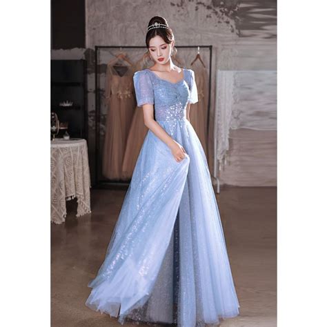 Eaglely Blue Dinner Party Elegant Classy Plus Size Formal Ball