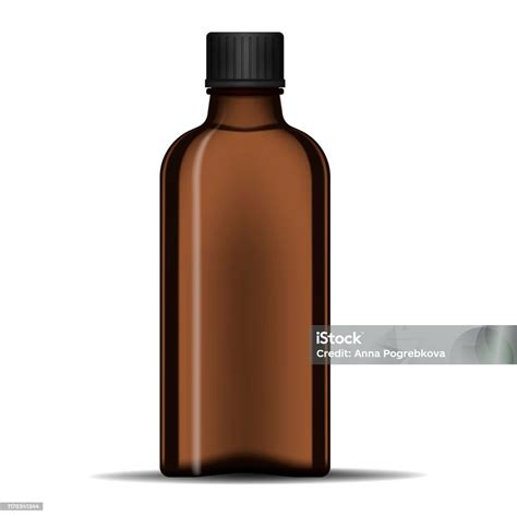 bersihkan botol kaca gelap  tutup sekrup mockup vektor realistis