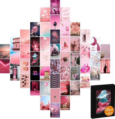 50pcs Pink Aesthetic Wall Collage Print Kit For Bedroom Decor Vsco Posters For Teen Girls And