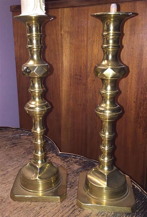 Huge Brass Candlesticks Heavy 11 Polished Brass Vintage Etsy