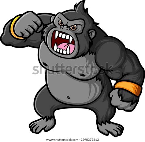 Big Strong Gorilla Getting Angry Yelling Stock Vector (Royalty Free ...