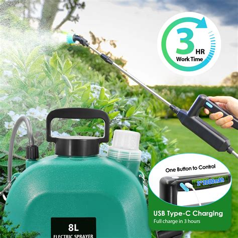 Electric Weed Lawn Sprayer With 8l Capacity Cordless Battery Garden Plastic Pump And Measuring