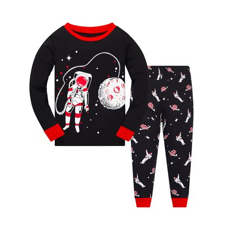 Popshion Boys Pajamas Astronaut 100 Cotton Toddler 2 Piece Sleepwear