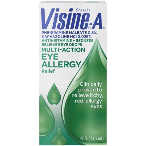 Visine A Antihistamine Decongestant Eye Allergy Relief Drops 0.5 fl oz ...