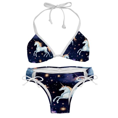 Starry Unicorn Detachable Sponge Adjustable Strap Bikini Set Pack Swimwear Swimsuit