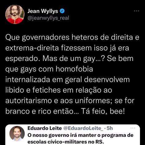 Eduardo Leite é atacado por ser gay e manter escolas cívico militares Deprimente