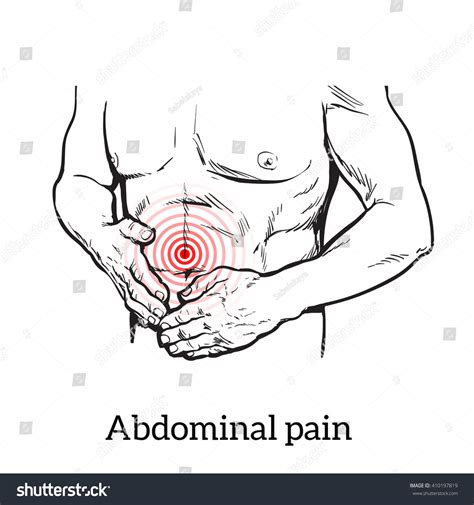 Naked Belly Men Concept Abdominal Pain vector de stock libre de regalías 410197819