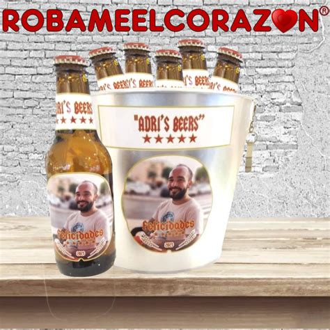 Pack 6 Botellines Cerveza Cubo Con Etiqueta Personalizables