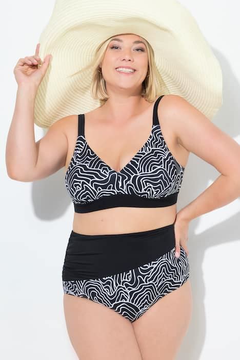 Bikini Con Linee Coppe Morbide E Spalline Regolabili Nero Ulla Popken