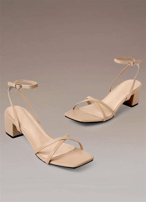 Nude Strap Mid Heel Sandals Azazie