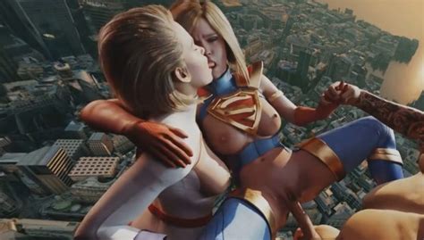 DC Parody SuperGirl PowerGirl Flying Threesome Kiss Orgy Group Sex FFM VR Porn Video VRPorn