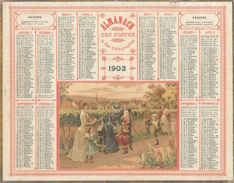 Almanach Des Postes 1903 Calendrier Almanach La Poste Calendrier