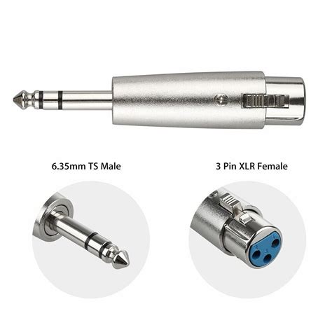 4 Pack 3 Pin XLR Female To 6 35mm Stereo Male Plug TRS Audio Cable Mic