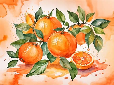 Premium AI Image Watercolor Oranges Seamless Pattern Fruits Background