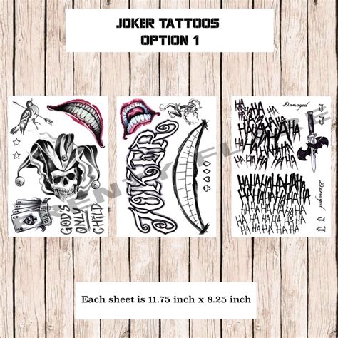 Joker Temporary Tattoos Suicide Squad Costume Cosplay - Etsy