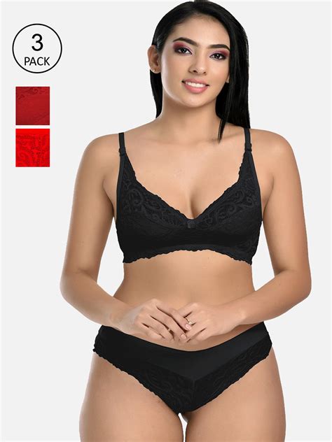 Buy StyFun Women Pack Of 3 Floral Self Design Lingerie Set Lingerie Set For Women 20546926