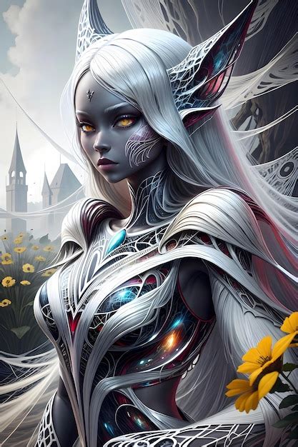 Premium Photo Futuristic Drow Dark Elf With Glowing Eyes