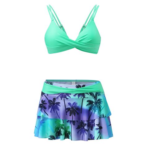 Zhaghmin String Bikini Swimsuit For Women Set Print Bikini Split Swimsuit Women S High Ruffle