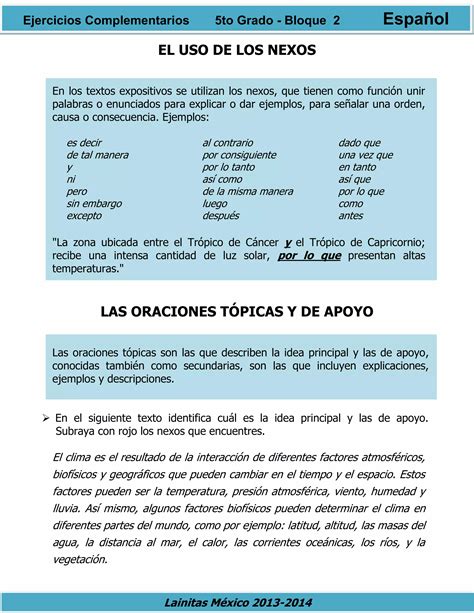 5to Grado Bloque 2 Ejercicios Complementarios Pdf