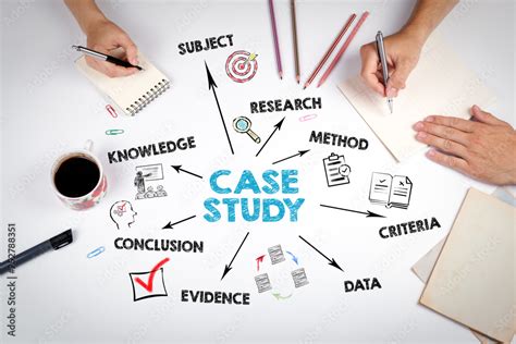 case study concept chart  keywords  icons  meeting