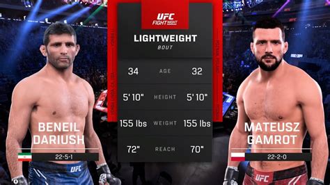 Beneil Dariush Vs Mateusz Gamrot Full Fight Ufc Ai Simulation