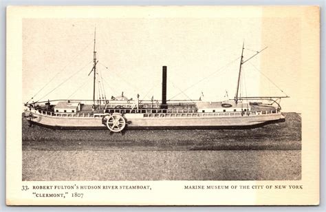 Vintage Postcard Robert Fulton Hudson River Steamboat Clermont Marine Museum Ny Ebay