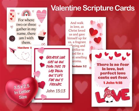 Christian Valentine Scripture Cards 3.5x2.5 Printable With Loving Bible Verses to Encourage and ...