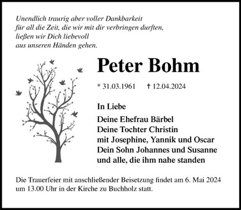 Traueranzeigen Von Peter Bohm Trauer Nordkurier