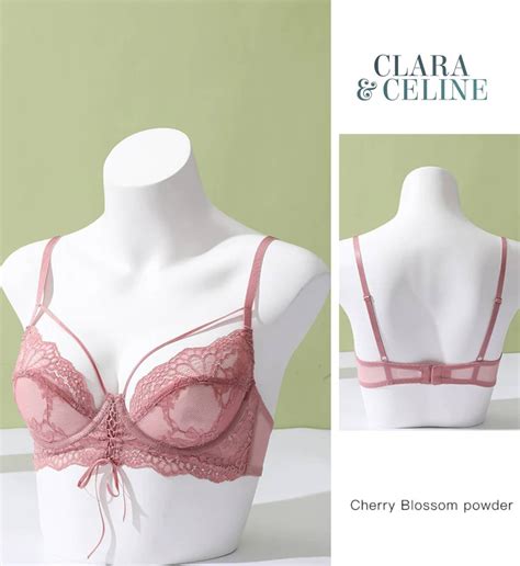 Catchy Bandage Lace Lingerie Set Ultra Thin Thick Cup Push Up Transparent Bra And Breathable