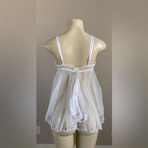Escante Intimates Sleepwear Nwt White Babydoll Dress Lingerie With Panty Medium Poshmark