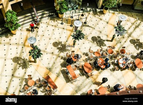 Birds Eye View Inside A Shopping Mall Stock Photo Alamy