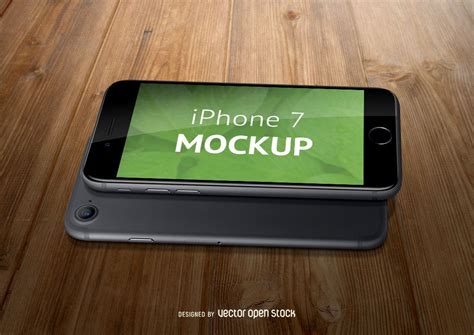 IPhone 7 Mockup Over Wood PSD PSD Editable Template