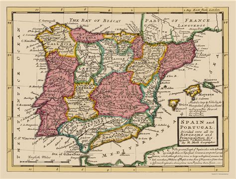 Old map of Spain - Ancient Spain map (Southern Europe - Europe)