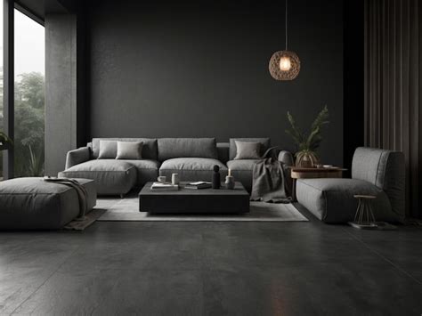 Premium Photo | A Cozy Living Room with a Modern Oversized Gray Couch