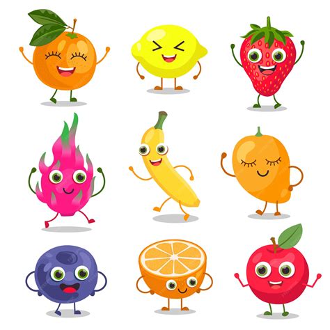 Conjunto De Frutas Saludables De Dibujos Animados 143