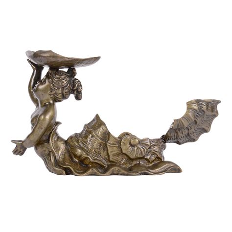 Fantasy Nude Snail Maiden Bronze Inkwell Holder Solvang Antiques