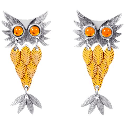 Original 1970s Articulated Owl Clip Earrings For Sale At 1stdibs Owl