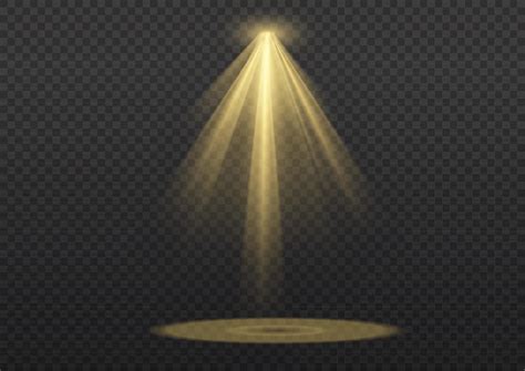 Vector spotlight. Yellow color light effect. Glowing isolated golden ...