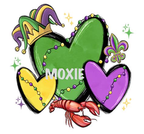 Mardi Gras Hearts Uv Dtf Moxie Vinyls