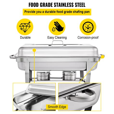 Vevor Chafing Dish 3 Packs Stainless Steel Chafing Dishes 95 Quart