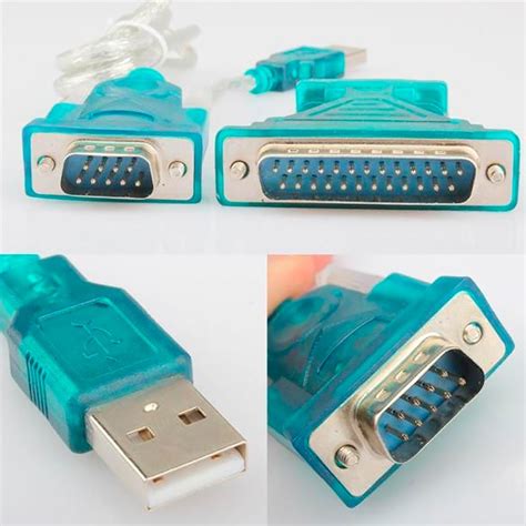 Kit Cabo Conversor Porta Serial Rs Usb Azul Vga Db Db