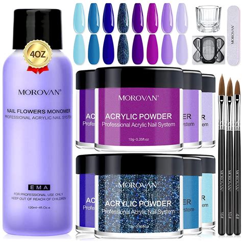 Morovan Acrylic Nail Kit 8 Colors Acrylic Powder Monomer Liquid Set For