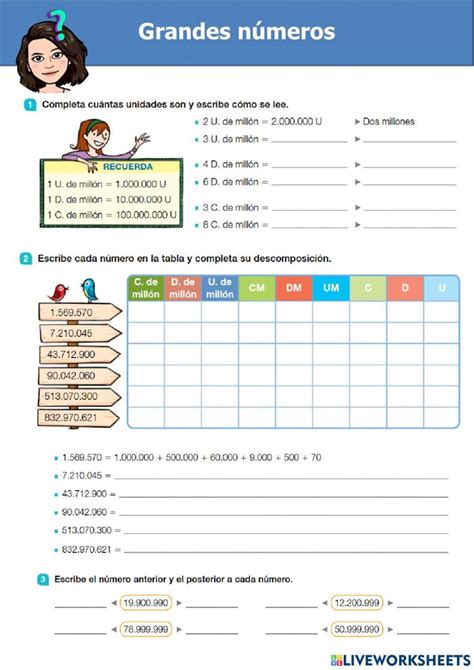 A Spanish Worksheet With Numbers And Symbols