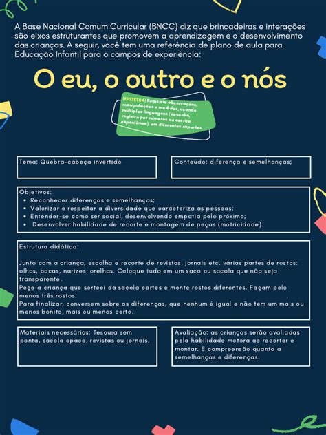 Plano De Aula Eu O Outro E Nos Educação Infantil - Plano de Aula - O Eu, o Outro e o Nós | PDF